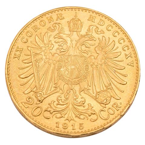 Österreich /GOLD - Josef I. 20 Kronen 1915/ offizielle NP
