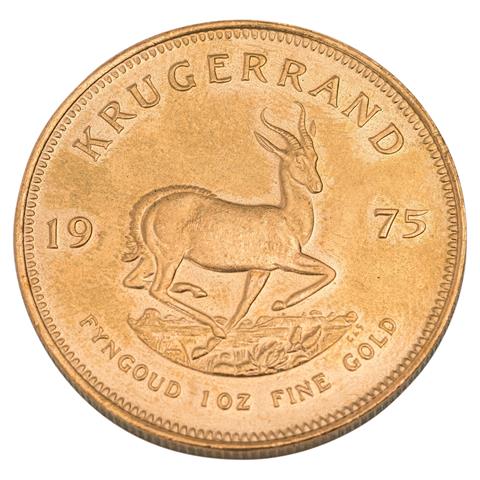 Südafrika/GOLD - 1 Unze GOLD fein, 1 Krügerrand 1975, vz-stgl.