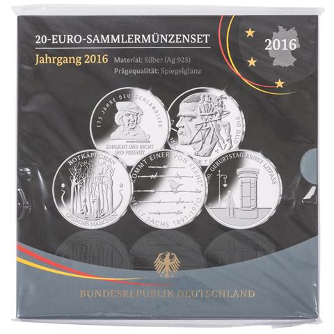 BRD - 20 Euro 2016, Sammlermünzenset von 5 Stück,