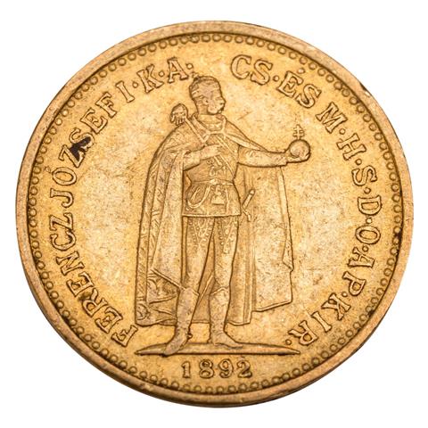 Österreich-Ungarn /GOLD - Franz Josef I. 10 Kronen 1892