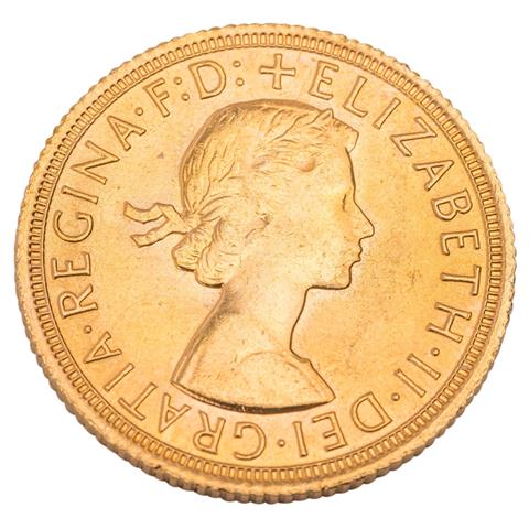 Großbritannien /GOLD - Elisabeth II mit Schleife, 1 Sov. 1968,