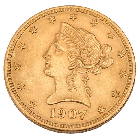 USA - 10 Dollars 1907 Eagle, GOLD,