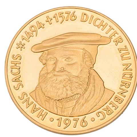 Medaille im 10 Dukatgewicht - Hans Sachs jahr 1976 in Nürnberg, GOLD,