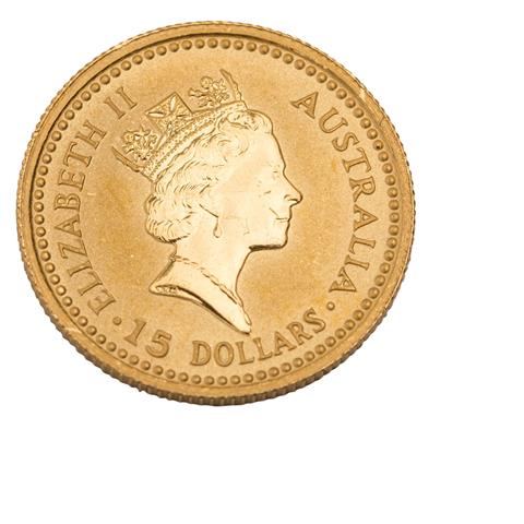 Australien - 15 Dollars 1990, Rotes Kangaroo, 1/10 Unze GOLD,
