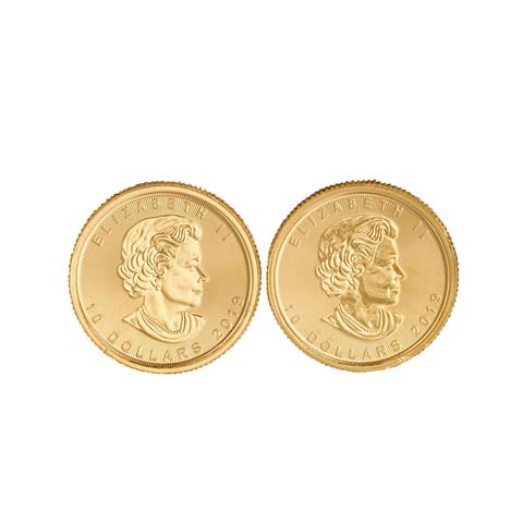 Kanada - 2 x 10 Dollars 2019, je 1/4 Unze GOLD,