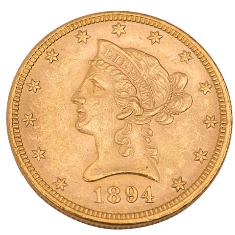 USA - 10 Dollars 1894, Eagle, GOLD,