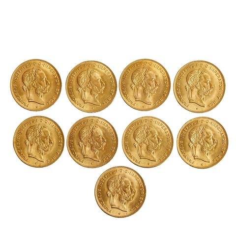 Österreich - 9 x 4 Florin / 10 Franken, Kaiser Franz Joseph, GOLD,