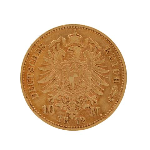Bayern/Gold - 10 Mark 1872/D, Ludwig II.,