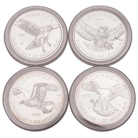 Kanada /SILBER - Elisabeth II. 4 x 5 $ Birds of Prey 1 oz 2014/2015