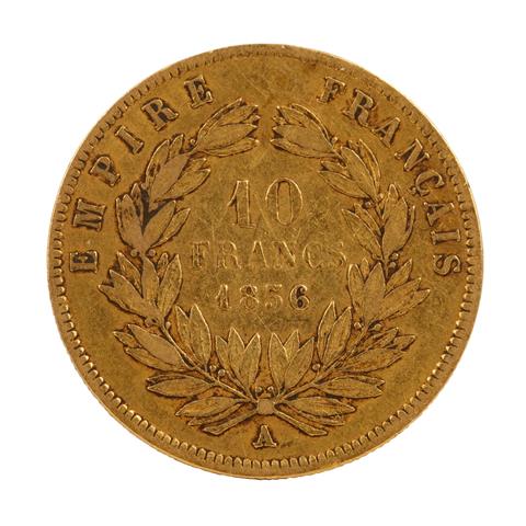 Frankreich - 10 Francs 1856/A, Napoleon III, GOLD,