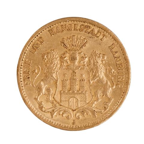 Dt. Kaiserreich /GOLD - Freie und Hansestadt Hamburg 20 Mark 1880-J