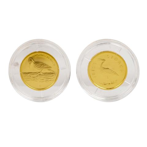 2 x BRD/Gold - 20€ 2020/2021, Heimische Vögel - Weißstorch/Schwarzspecht,