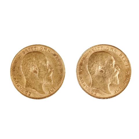Großbritannien /GOLD - Edward VII. 2 x 1 Sovereign Jg. 1904 / 1908