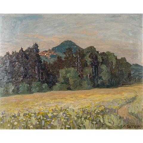 SUTOR, ADALBERT (1895-1970), "Schwäbische Alb, Blick auf den Hohenstaufen",