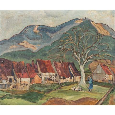 HOUWALD, WERNER VON (1901-1974), "Landschaft bei Balingen mit Blick auf den Plettenberg", 1925,