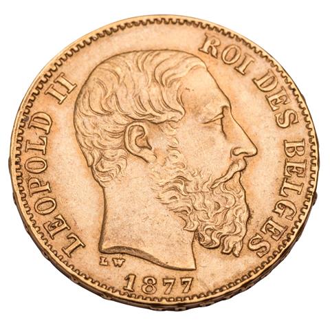 Belgien /GOLD - Leopold II. 20 Francs 1877