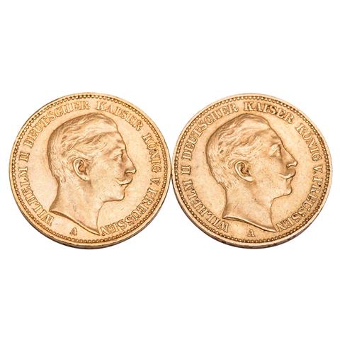 Dt. Kaiserreich /GOLD - Preussen, Wilhelm II. 2 x 20 Mark 1905