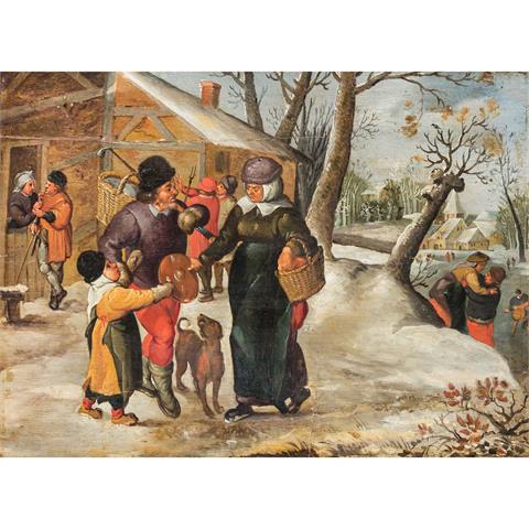 Nachfolger von PIETER II BRUEGHEL (c.1564-1637/38) "Szene in einem Dorf im Winter"