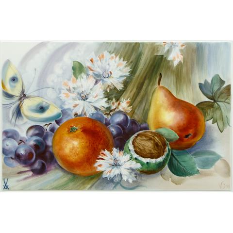 BRETSCHNEIDER, VOLKMAR für MEISSEN Wandbild 'Stillleben mit Früchten und Blüten', 1991,