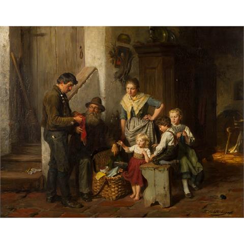 SCHLESINGER, FELIX (1833 - 1910), "Hausierer bei Familie",