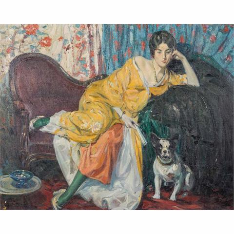 CAPUTO, ULISSE (auch Ulysse, Salerno 1872-1948 Paris), "Junge Frau in gelbem Kleid", 1914,