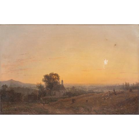 SCHÜZ, Theodor Christoph, ATTRIBUIERT (1830-1900), "Schwäbische Alb im Abendsonnenrot",