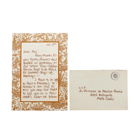 Autographen - GRACE KELLY (1929-1982), Fürstin Gracia Patricia, eigenhändig geschriebener 2-seitiger Brief