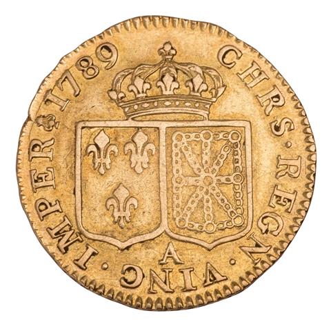 Frankreich/Gold - Louis d'or à la tête nue 1789/ A,