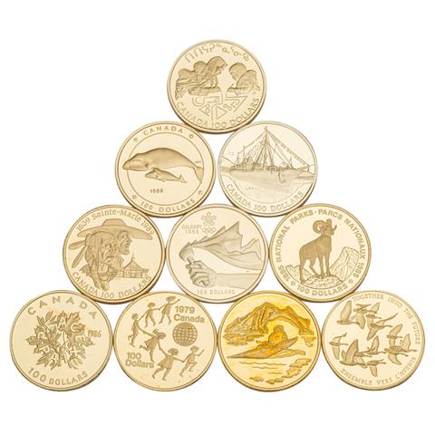 Kanada /GOLD-Lot - Elisabeth II. 10x 100 Dollars PP