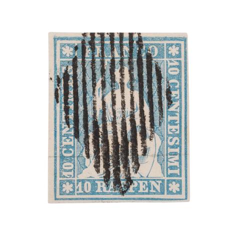 Schweiz - 1854: 10 Rappen lebhaftpreußischblau, Münchner Druck, Münchner Papier,