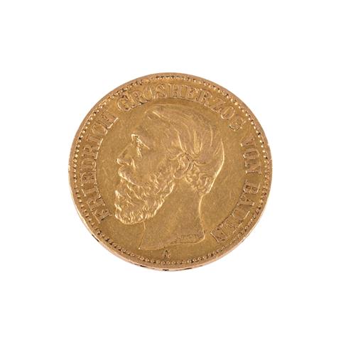 Großherzogtum Baden/ Gold - 20 Mark 1874/G, Großherzog Friedrich,