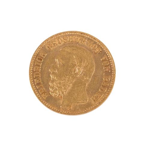 Großherzogtum Baden/Gold - 5 Mark 1877/G, Großherzog Friedrich,