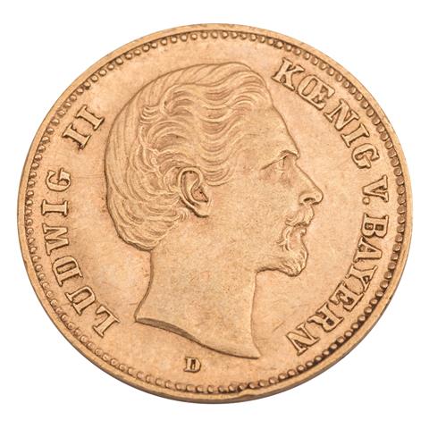 Dt. Kaiserreich /GOLD -  Bayern Ludwig II. 1864-1886, 5 Mark 1877-D