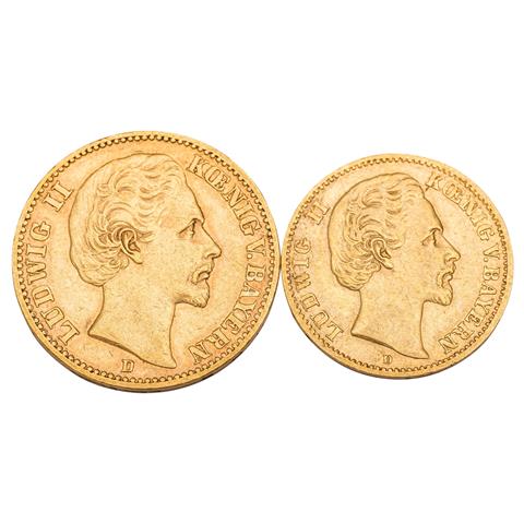 Dt. Kaiserreich /GOLD -  Bayern Ludwig II. 1864-1886, 10 Mark & 20 Mark 1872-D