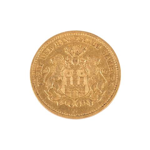 Dt. Kaiserreich /GOLD - Freie und Hansestadt Hamburg 5 Mark 1877-J