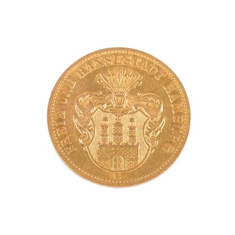 Dt. Kaiserreich /GOLD - Freie und Hansestadt Hamburg 10 Mark 1873-B
