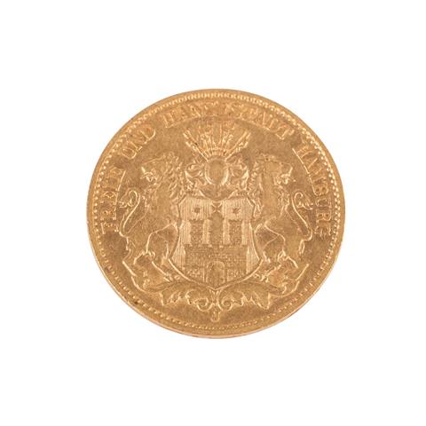 Dt. Kaiserreich /GOLD - Freie und Hansestadt Hamburg 10 Mark 1876-J