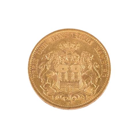 Dt. Kaiserreich /GOLD - Freie und Hansestadt Hamburg 20 Mark 1889-J