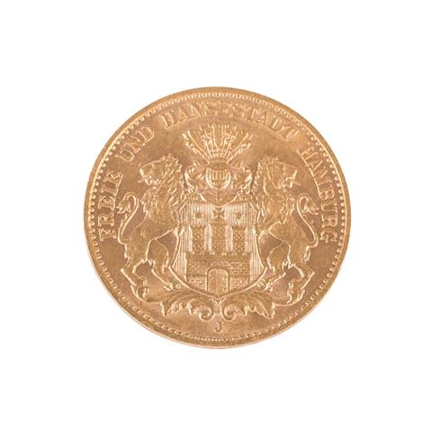 Dt. Kaiserreich /GOLD - Freie und Hansestadt Hamburg 10 Mark 1908-J