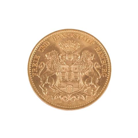 Dt. Kaiserreich /GOLD - Freie und Hansestadt Hamburg 10 Mark 1913-J