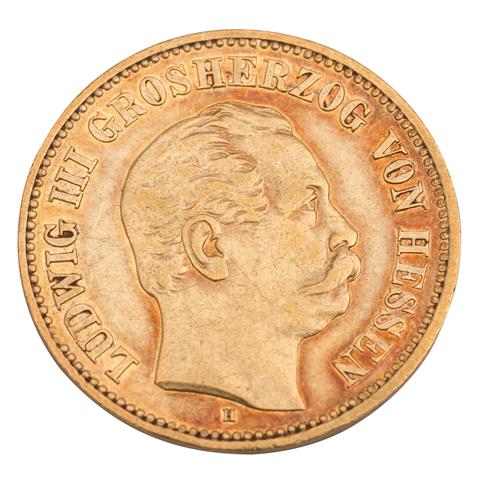 Hessen/ Gold - 5 Mark 1877/ H, Ludwig III.,