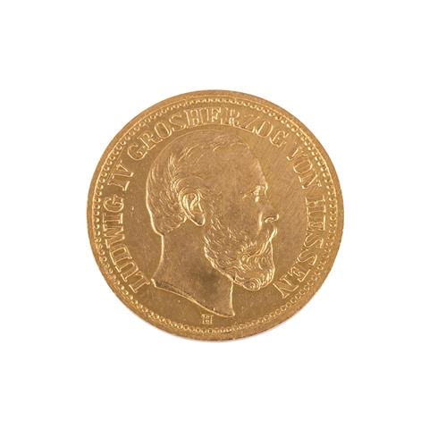 Hessen/Gold - 5 Mark 1877/H, Ludwig IV.,