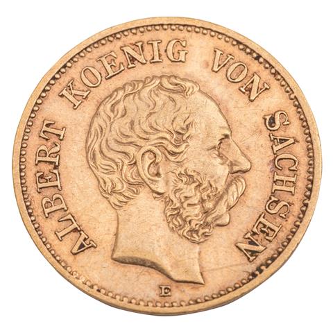 Dt. Kaiserreich /GOLD - Sachsen, Albert (1873-1902), 5 Mark 1877-E