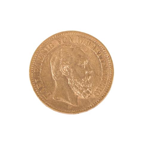 Dt. Kaiserreich /GOLD - Württemberg, Karl (1864-1891), 20 Mark 1874-F
