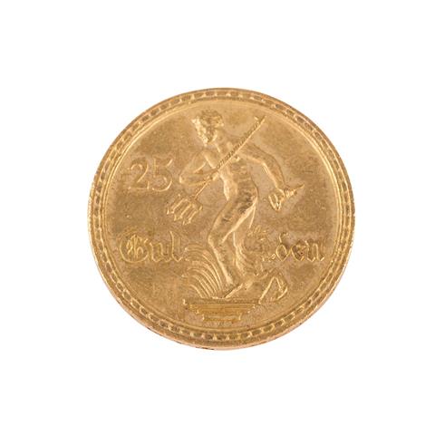 Deutsche Nebengebiete / Polen: Danzig - 25 Gulden 1930, Neptun mit Dreizack, Gold,