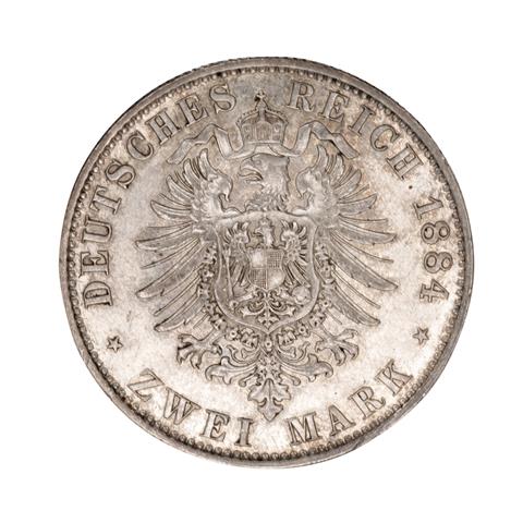 Fürstentum Reuss jüngere Linie (Schleiz) - 2 Mark 1884/A, Heinrich XIV.,