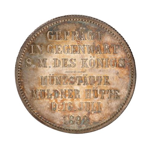 Königreich Sachsen - Denkmünze in 2-Mark-Größe 1892/E,