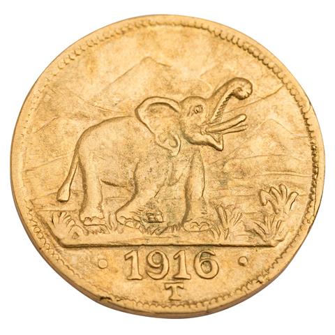 Deutsche Kolonien / Deutsch Ostafrika , 15 Rupien 1916/T (Tabora), GOLD,