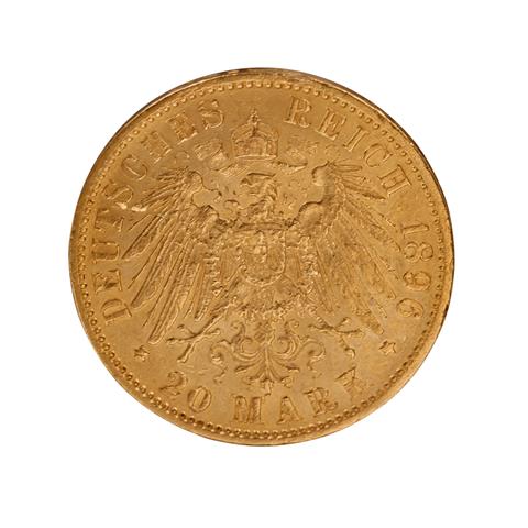 Herzogtum Anhalt/Gold - 20 Mark 1896/A, Friedrich I.,
