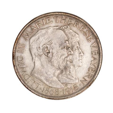 Königreich Bayern - 3 Mark 1918/D, König Ludwig III. (1913-1918) und